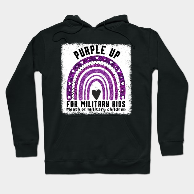 Rainbow Purple Up For Military Kids Hoodie by JustBeSatisfied